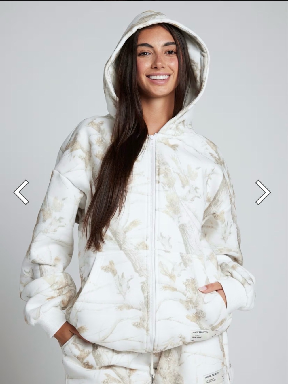 Camo Zip Up in White Oak
